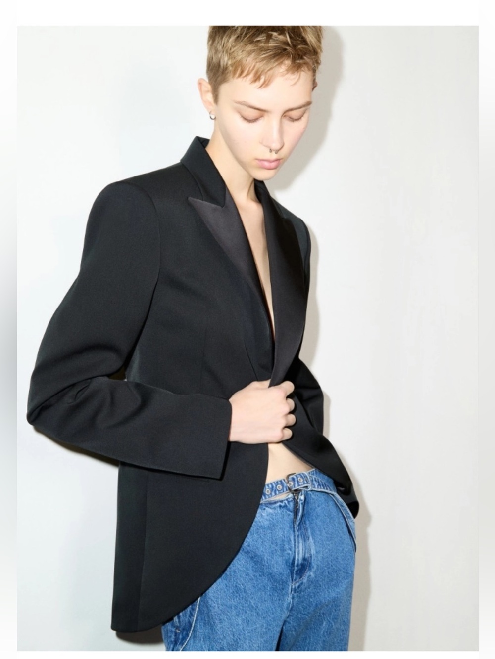 Max & Co. Black Tailored Tuxedo Style Blazer
